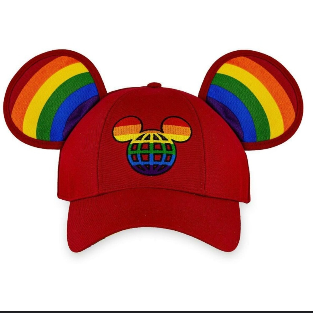 Disney Park Exclusive Pride Red Cap with Rainbow Mickey Ears